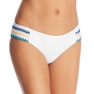 Soluna White Bikini Embroidered Tab Side Swim Bottoms Size Large
